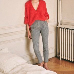 Sezane Clara Trouser Size 4 Ecru Black